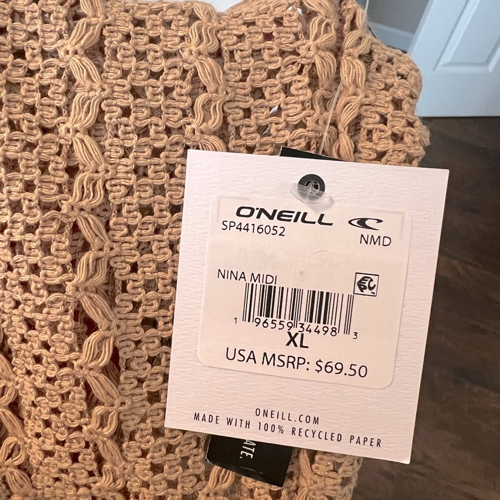 O'Neill Beige Crochet Nina Midi Swim Coverup